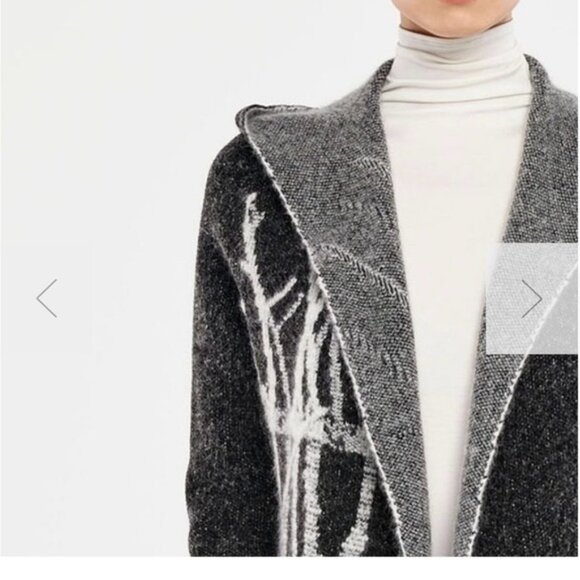 Sarah Pacini LONG CARDIGAN - TREE OF LIFE Dark Gray Hooded Cardigan - Picture 3 of 12